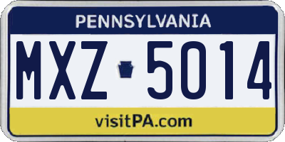 PA license plate MXZ5014