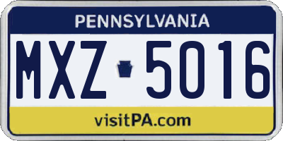 PA license plate MXZ5016