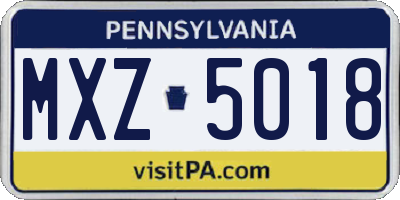PA license plate MXZ5018