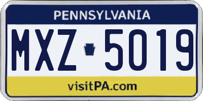 PA license plate MXZ5019