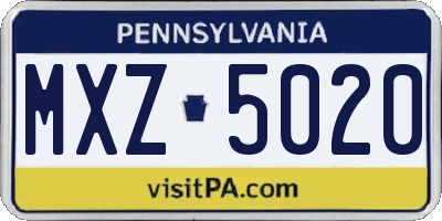 PA license plate MXZ5020
