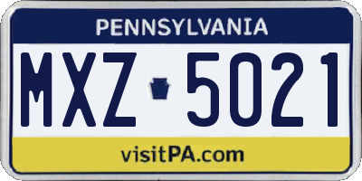 PA license plate MXZ5021