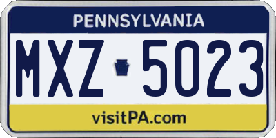 PA license plate MXZ5023