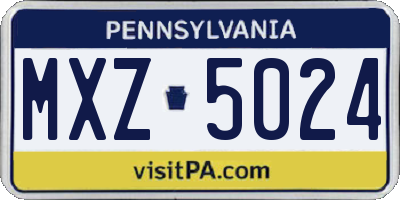 PA license plate MXZ5024
