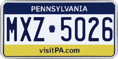 PA license plate MXZ5026