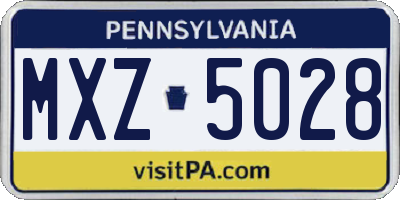 PA license plate MXZ5028