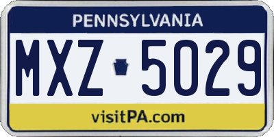 PA license plate MXZ5029
