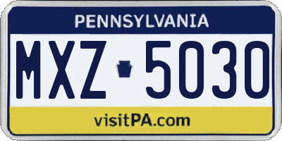 PA license plate MXZ5030