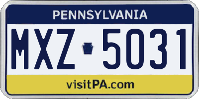 PA license plate MXZ5031