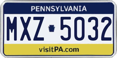 PA license plate MXZ5032