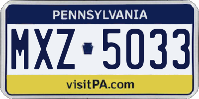PA license plate MXZ5033
