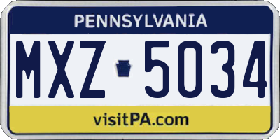 PA license plate MXZ5034