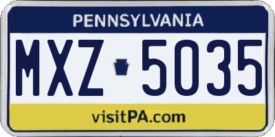 PA license plate MXZ5035