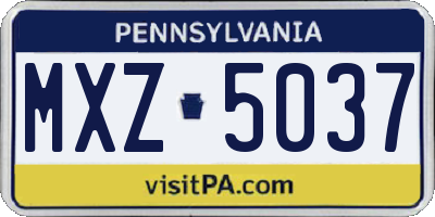 PA license plate MXZ5037