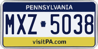 PA license plate MXZ5038