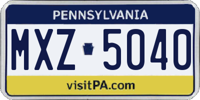 PA license plate MXZ5040