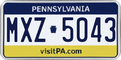 PA license plate MXZ5043