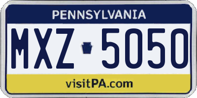 PA license plate MXZ5050