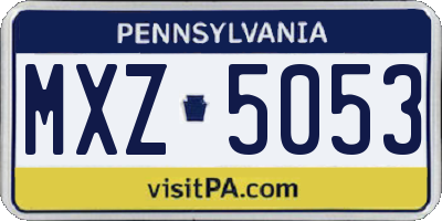 PA license plate MXZ5053