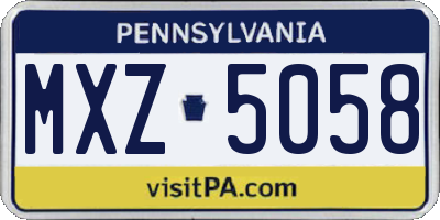 PA license plate MXZ5058