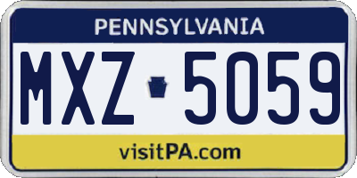 PA license plate MXZ5059