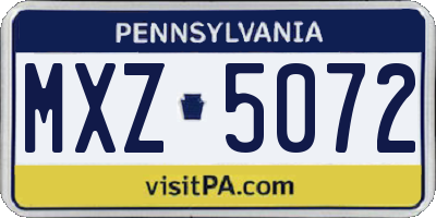 PA license plate MXZ5072
