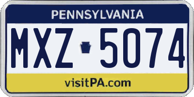 PA license plate MXZ5074