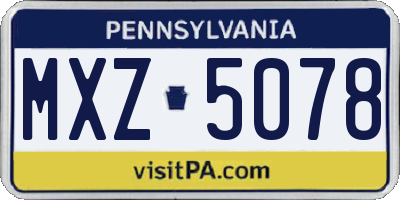 PA license plate MXZ5078