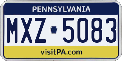 PA license plate MXZ5083