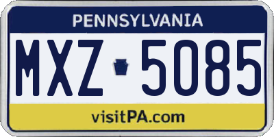 PA license plate MXZ5085