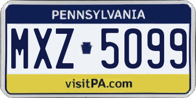 PA license plate MXZ5099
