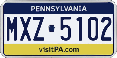 PA license plate MXZ5102
