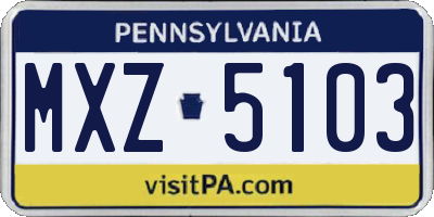 PA license plate MXZ5103