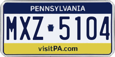 PA license plate MXZ5104