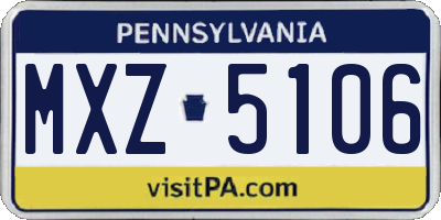 PA license plate MXZ5106
