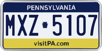PA license plate MXZ5107