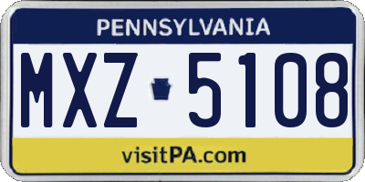 PA license plate MXZ5108