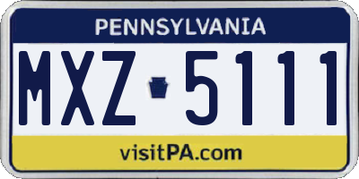 PA license plate MXZ5111