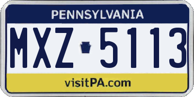 PA license plate MXZ5113