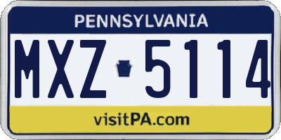 PA license plate MXZ5114