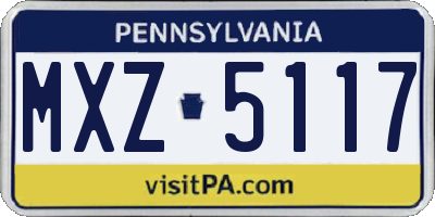 PA license plate MXZ5117