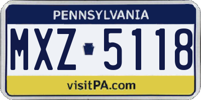 PA license plate MXZ5118