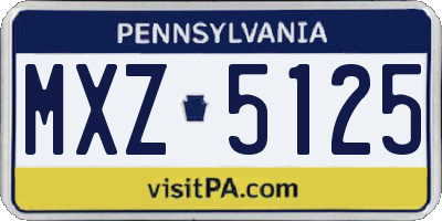 PA license plate MXZ5125