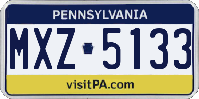 PA license plate MXZ5133