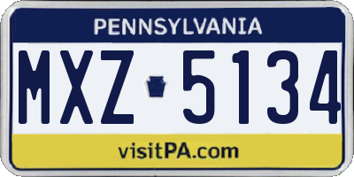 PA license plate MXZ5134