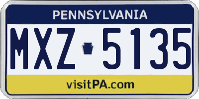 PA license plate MXZ5135