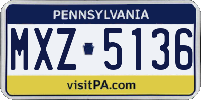 PA license plate MXZ5136