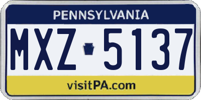 PA license plate MXZ5137