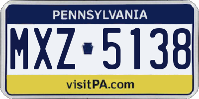 PA license plate MXZ5138