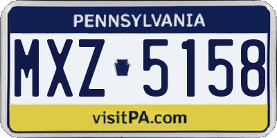PA license plate MXZ5158